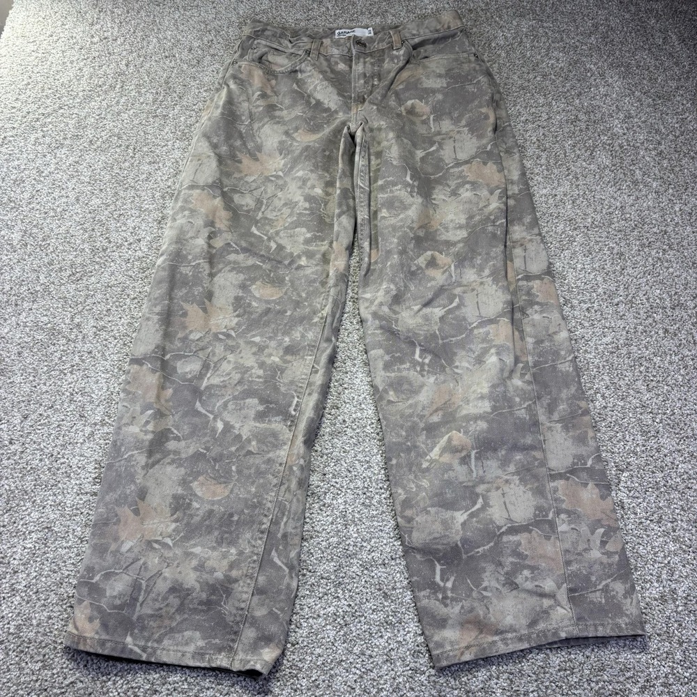 Garage Low Rise Baggy Wide Leg Jeans Juniors 3 Multicolor Camo Denim 100009562